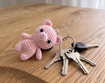 Patrón de mini oso de ganchillo, llavero de oso amigurumi, lindo patrón de oso de peluche de ganchillo, juguete de peluche para principiantes, regalo hecho a mano, llavero de oso de ganchillo