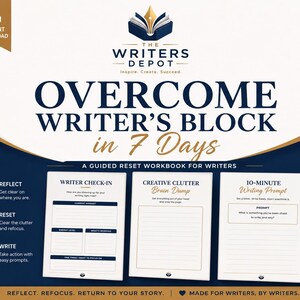Writer's Block Workbook PDF, 7-Day Writing Reset, Creative Prompts for Authors