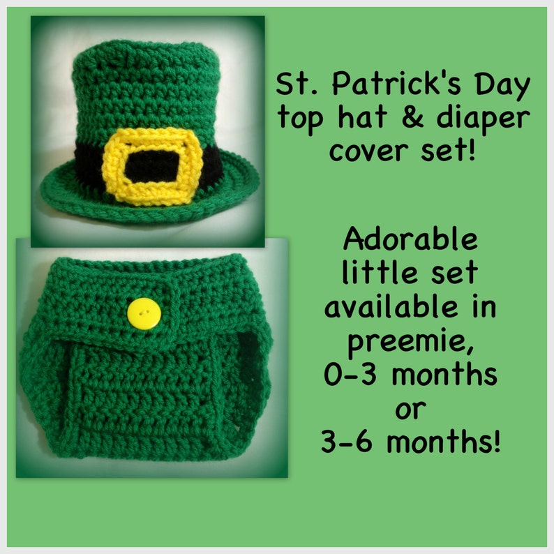 top hat St diaper cover 3-6 months preemie Shamrock outfit leprechaun outfit Patrick/'s outfit 0-3 months