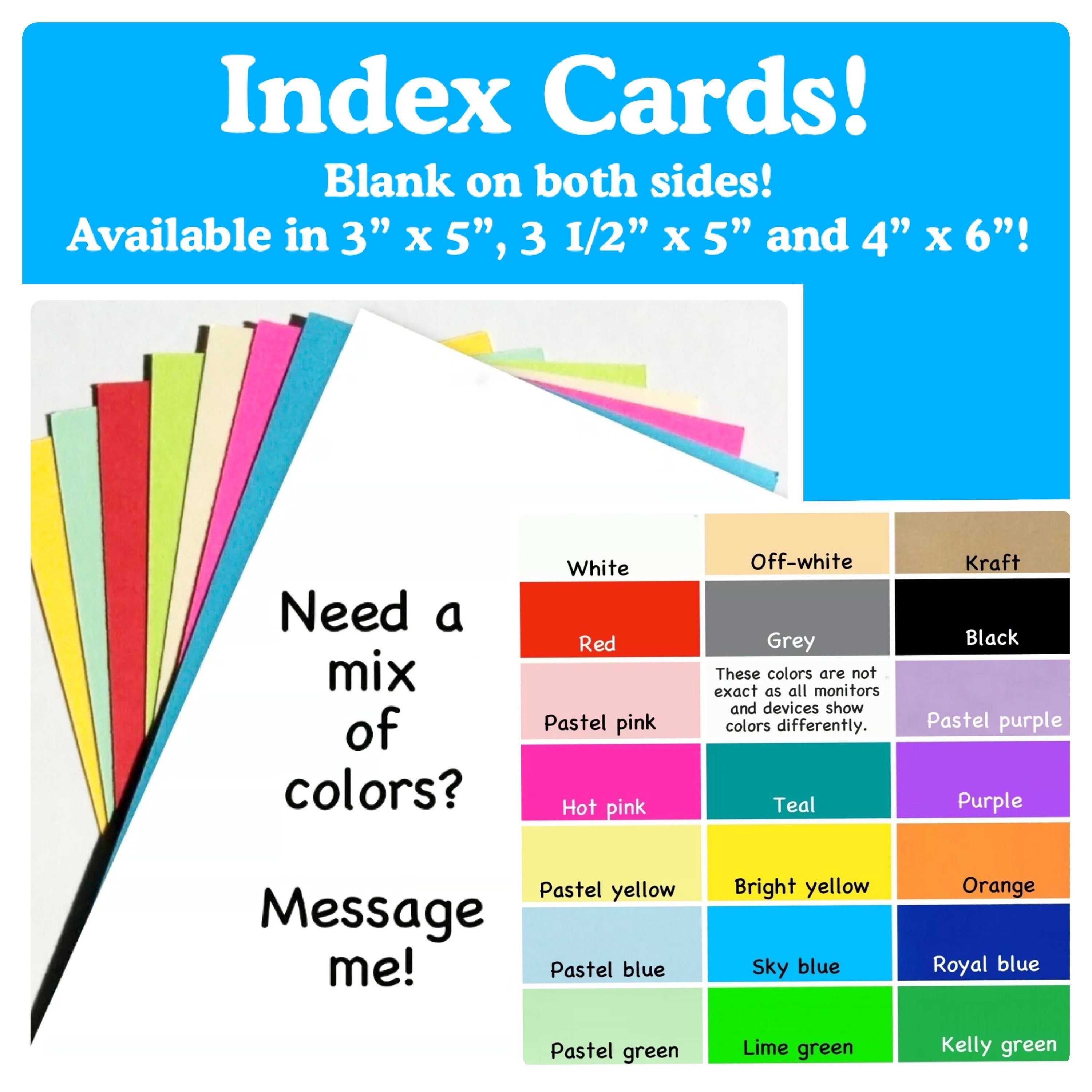 Colored Index Cards - Etsy