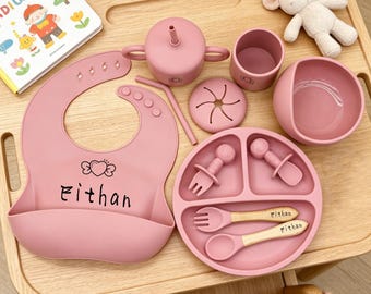 Geschenkbox für die Babyernährung, personalisiertes Silikon-Essgeschirr-Set für Neugeborene