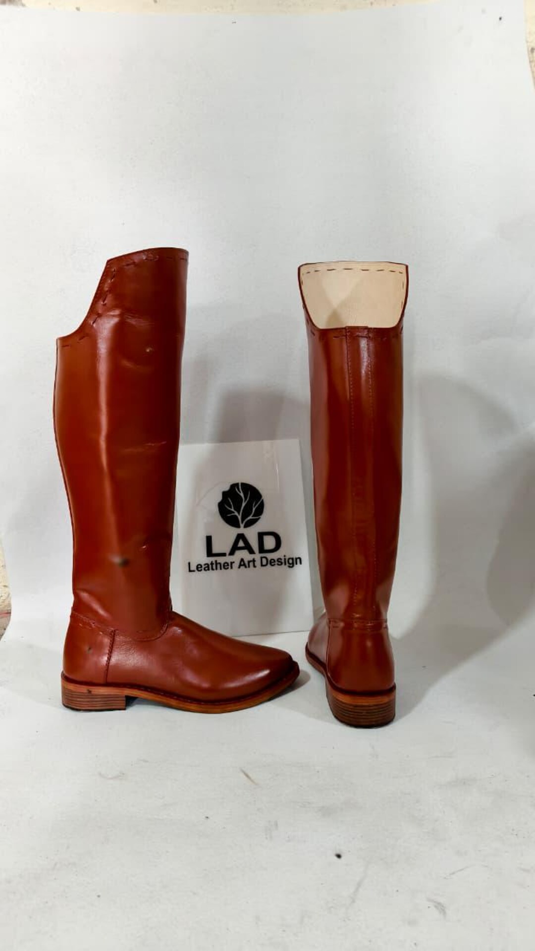 Vintage Brown Leather Riding Boots Handmade Knee High Equestrian ...