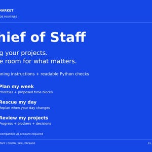 Chief of Staff AI Skill for Claude | Weekly Planning, Daily Reset & Project Review | Digital Download