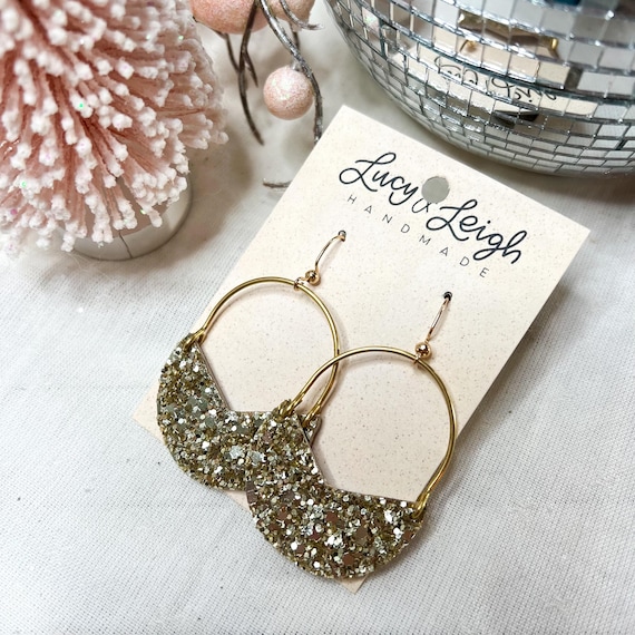 Leather Earring Handmade, Leather Earrings Dangle, Glitter Earring