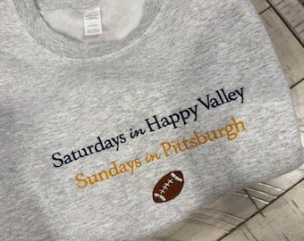 Penn State Fan Sweatshirt, Pittsburgh Football Sweatshirt, Embroidered Football Pullover, Happy Valley Sweatshirt, Unisex Fan Gift