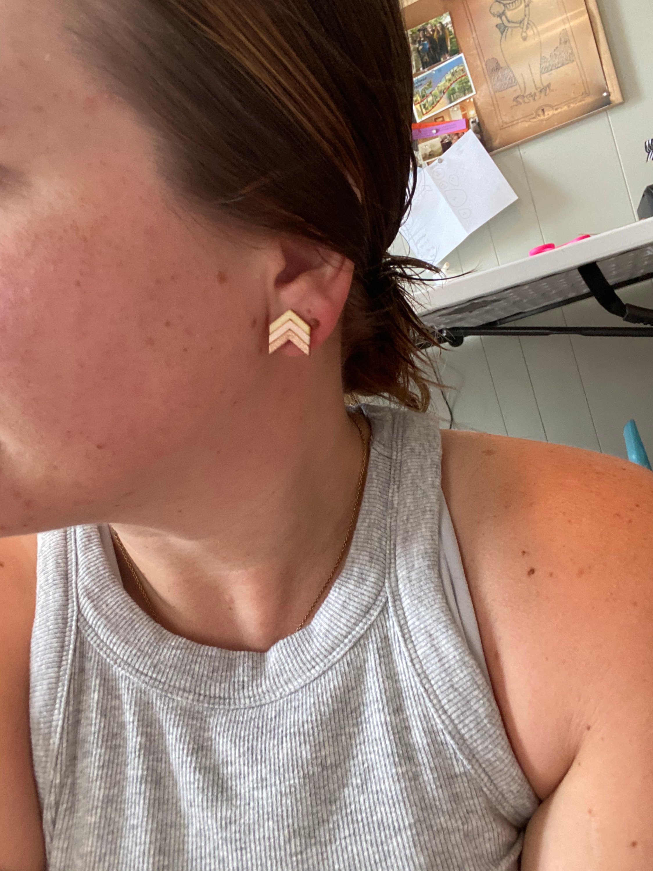 School Spirit Earrings, Team Colors, Handpainted Custom Color Wooden Stud Earring, Cheer Earring,  Game Day Jewelry, Back to School Earrings