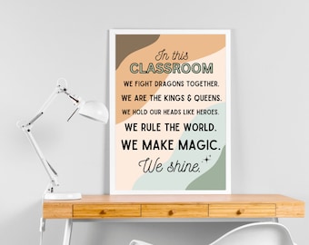 Classroom Decor Printable, Printable Classroom Art, Printable Classroom Poster, Classroom Door Sign, In This Classroom Poster Boho