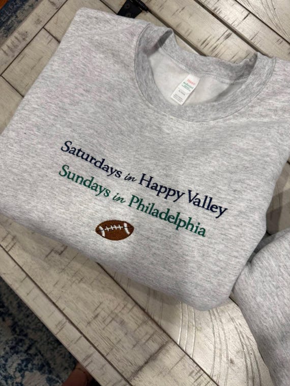 Penn State Fan Sweatshirt, Philadelphia Football Sweatshirt, Embroidered Football Pullover, Happy Valley Sweatshirt, Unisex Fan Gift