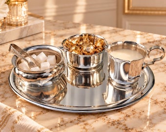 Vintage Wellner Silver Plated Tea Set: Creamer, Sugar Bowl, Tray (4-Piece)