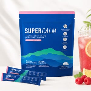 Preparato per bevanda Supercalm • Polvere al gusto di limonata al lampone • Supporto per la calma e la concentrazione • Bustine monodose giornaliere