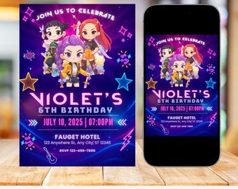 Invitación de cumpleaños al estilo Kpop: El sexto cumpleaños de Violet (Plantilla de vídeo)