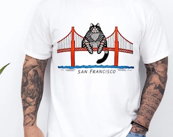 Chemise chat, t-shirt chat San Francisco Golden Gate Bridge