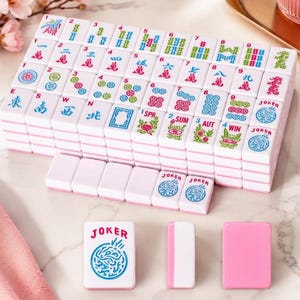 pink mahjong, mahjong tile set, american mahjong, mahjong tiles, cute mahjong set', pink game set, game night gift, family board game, travel game set, party game gift, mahjong gift, mahjong lovers, tile game set