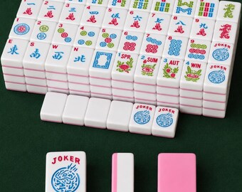 Pink American Mahjong Tile Set, Polished Engraved Game Night Board Game (Travel Party)