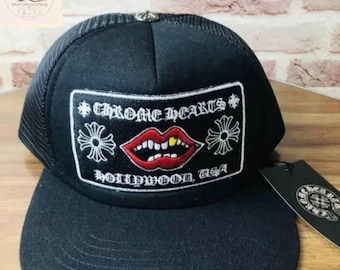 Boné Trucker Inspirado no Chrome Hearts, Estilo Streetwear, com Tela Bordada | Boné Unissex Fashion