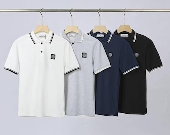 Stone Island Inspired Polo Shirt | Cotton Short Sleeve  Tee | Casual Designer Style Shirt
