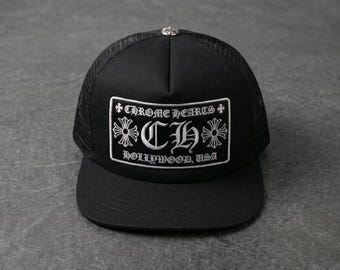 Boné Trucker Preto Estilo CH | Boné Streetwear | Boné Snapback Unissex | Boné de Beisebol com Tela Bordada
