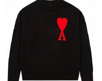Heart Logo Sweater | Minimalist Knit Pullover | Soft Crew Neck Sweater | Cozy Winter Jumper /