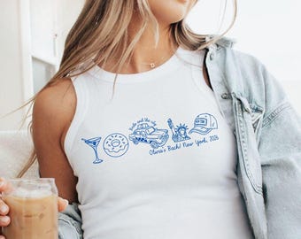 Custom New York Girls Trip Baby Tee, Personalized NYC Vacation Shirt, Martini Cocktail Summer Travel Tee Gift