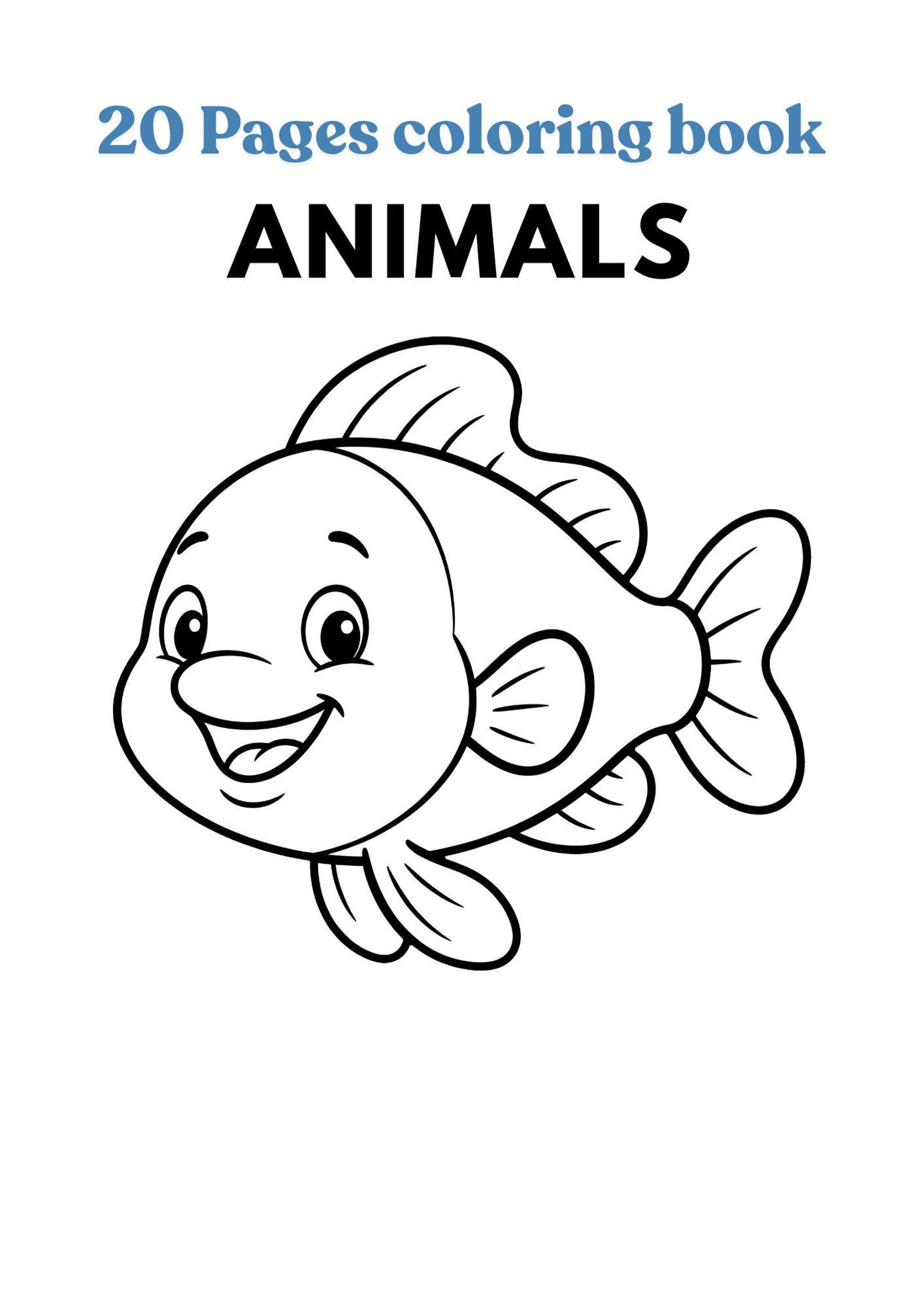 20 Pages Cute Animals Digital Coloring Book for Children - Etsy