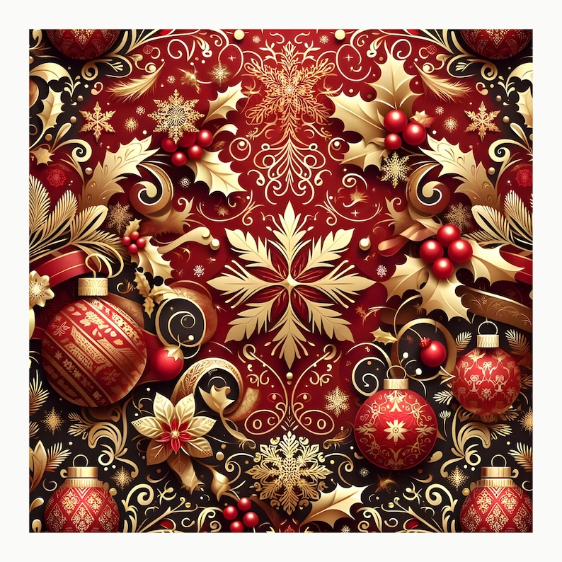 Retro Pattern Backing Paper Luxury Christmas Digital Paper Bundle | Vintage Holiday Seamless ...