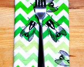Fly Cloth Napkin - Green Zig Zag Fabric - set of 4 (100% Cotton)