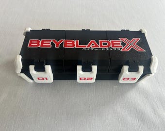 3D-geprinte Beyblade X Doos voor 3 Beyblades | Genummerde Klapdeksels
