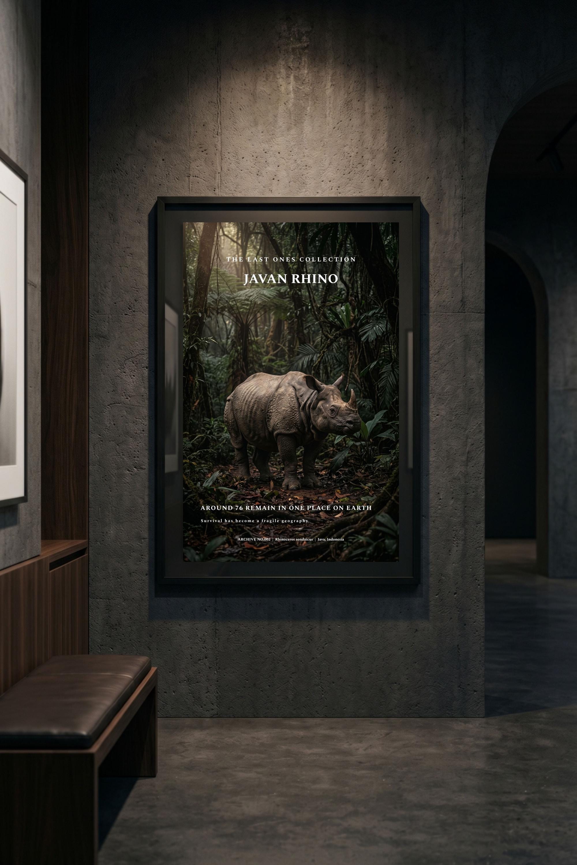 Javan Rhino Poster, Endangered Species Wall Art, Wildlife Conservation ...