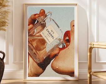 Plakat z perfumami Chanel No 5, luksusowa sztuka ścienna, elegancki wydruk do sypialni