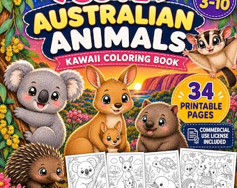 Cute Australian Animals Coloring Book PDF | 34 Kawaii Printable Pages ...