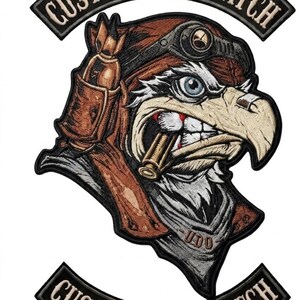 Custom Embroidered Biker Rocker Patch | MC Vest Name Tag,  Iron On Sew On,  Accessories, Top Baseball Caps, Iron-on, Sew-on backing