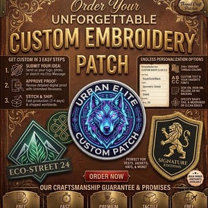 Custom Embroidered Patches | Personalized Iron On Applique | Company Logo Badges for Hats & Jackets,  Businesses and Personal Use,