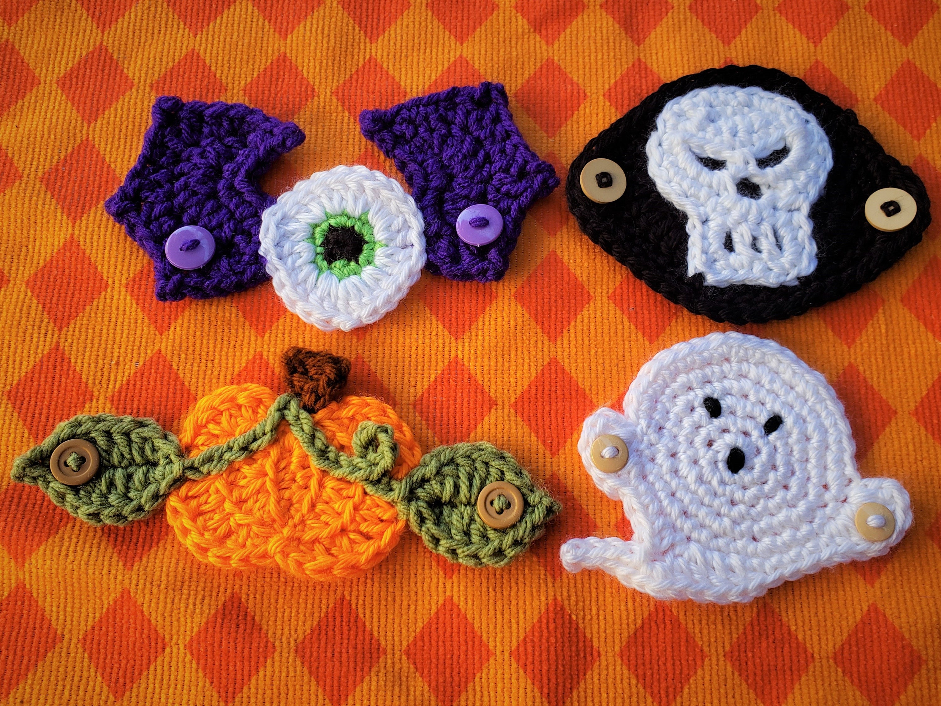 Crochet Halloween Appliques pattern only Etsy