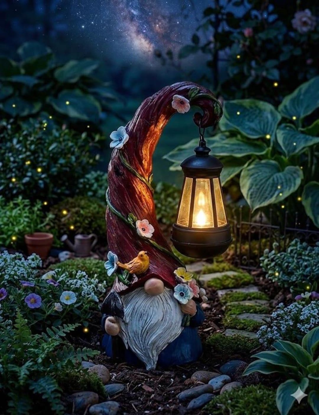 Solar Garden Gnome Statue With Lantern – Outdoor Yard Decor Gift - Etsy