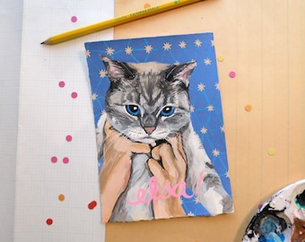 5"x7" Cute Custom Pet Portrait (with background)