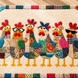 Chicken Quilt Pattern Nana Chicken 03378D, Whimsical Hen Applique, Farmhouse Wall Hanging (Paper Pattern).