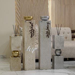Textured Arabic Calligraphy Reed Diffuser Stand, Modern Islamic Home Decor Holder