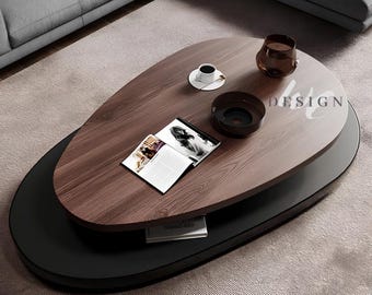 Handcrafted Sculptural Coffee Table – Modern Wood and Metal Design WDF#08