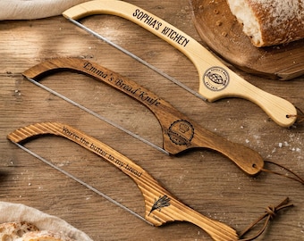 Personalized Sourdough Bread Knife, Engraved Wooden Fiddle Knife, Gift for Bakers & Couples, Housewarming Wedding Present