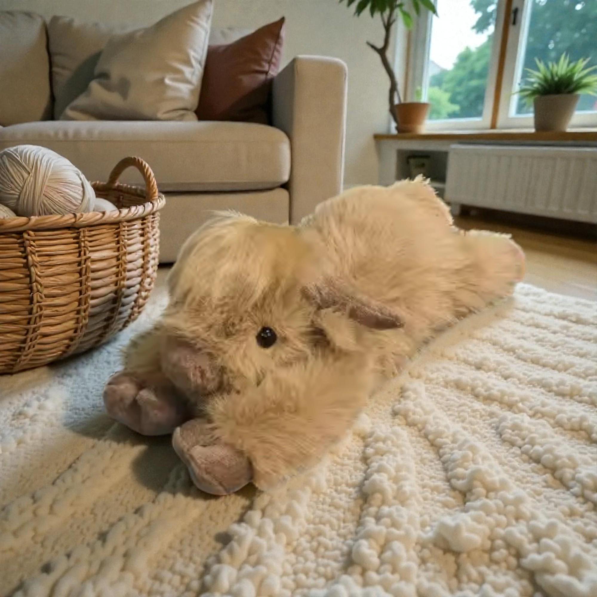 Plüsch-Hochlandkuh Als Kissen – 53,3 Cm, 1,8 Kg, Flauschig Und Gewichtet – Weiches Kuscheltier Für