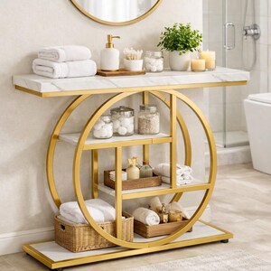 Console Table Entryway Table Industrial Sofa Table with 4 Tier Shelves Rustic Hallway Accent Table for Living Room