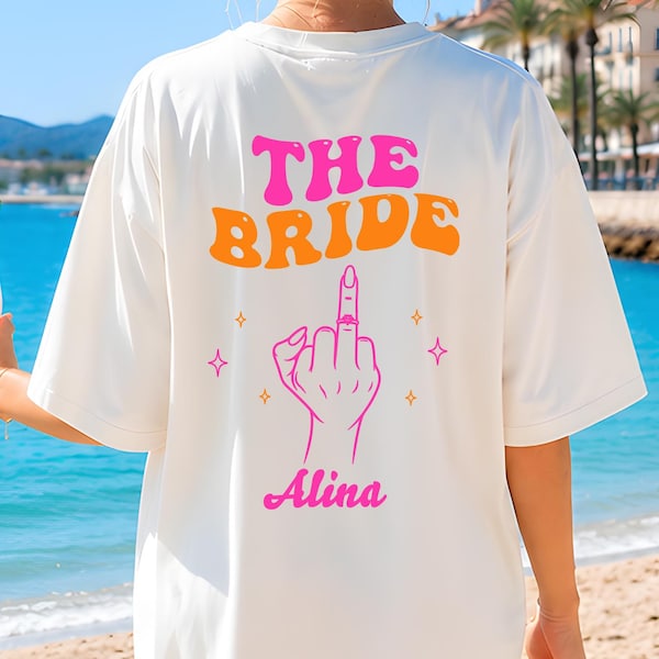 JGA Shirt personalisiert modern – Pink Orange