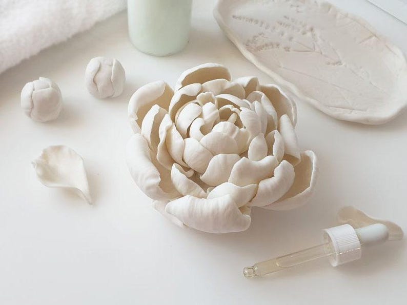 Porcelain flower, aromatherapy decor, aroma oil diffuser. Porcelain Peony.