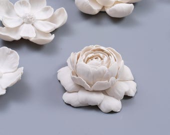 Porslinsblomma, vit dekor, bordsmitt, bokhylledekor, handskulpterad, väggdekor, japansk kamelia, rumsdekoration, 1 vit blomma