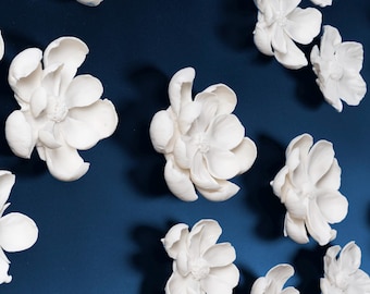 Chinoiserie Porcelain Flower Wall Decor, Handmade Translucent Ceramic Flowers, Elegant  Wall Art, Luxury Botanical Wall Sculpture  21 sculpt