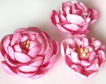 Red Porcelain Flowers Wall Decor, Handmade Floral Sculpture, Table Centerpiece, Romantic Wedding Decor, Clay Peony Flowers Art