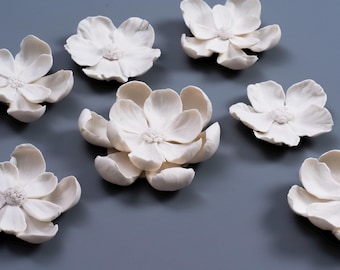 Decor above the bed, ceramic decor bedroom, bedroom decoration, art wall, sculpture on the wall, living room decor 21 porcelain flowers