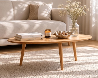Small Oval Coffee Table Mid Century Modern Living Room Center Table