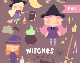 Halloween Hexen Clip Art Set PNG