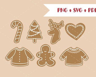 Gingerbread cookies Clip Art set PNG SVG PNG